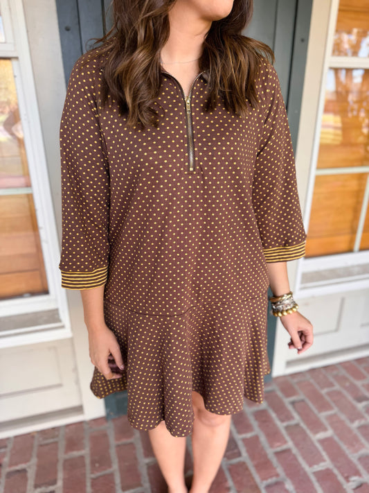 Brown Polka Dot Athleisure Dress