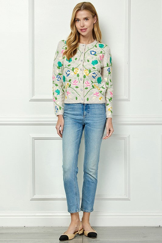 Floral Embroidery Cardigan