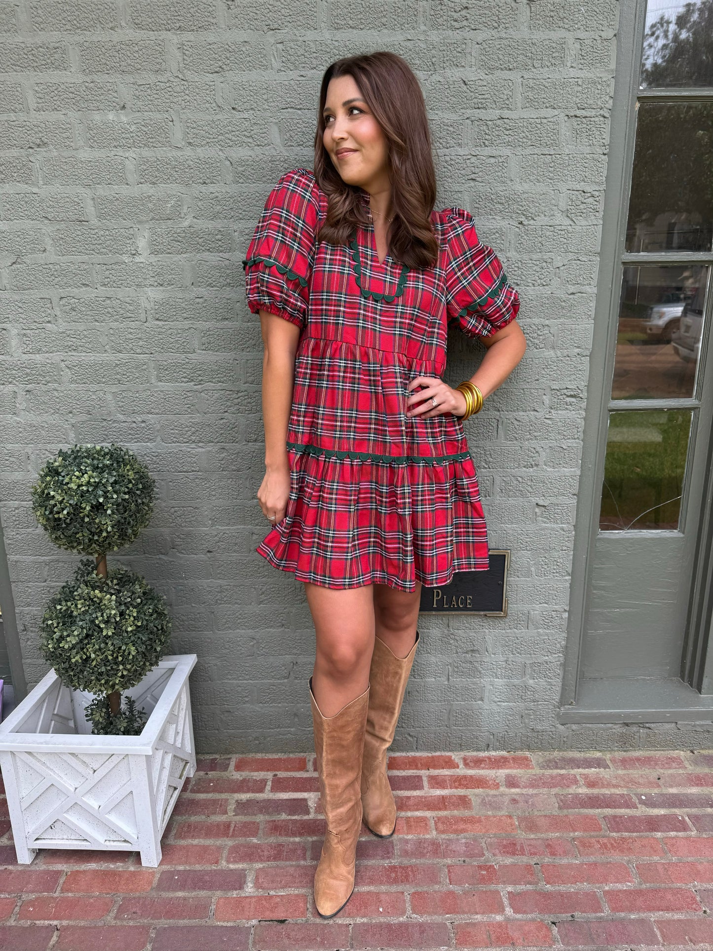 Red Tartan Ric Rac Dress