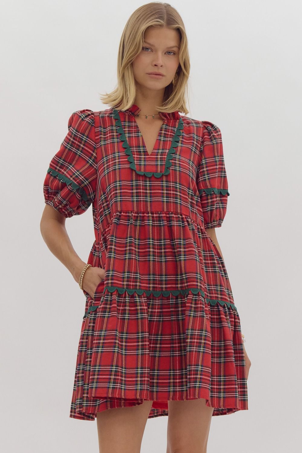 Red Tartan Ric Rac Dress