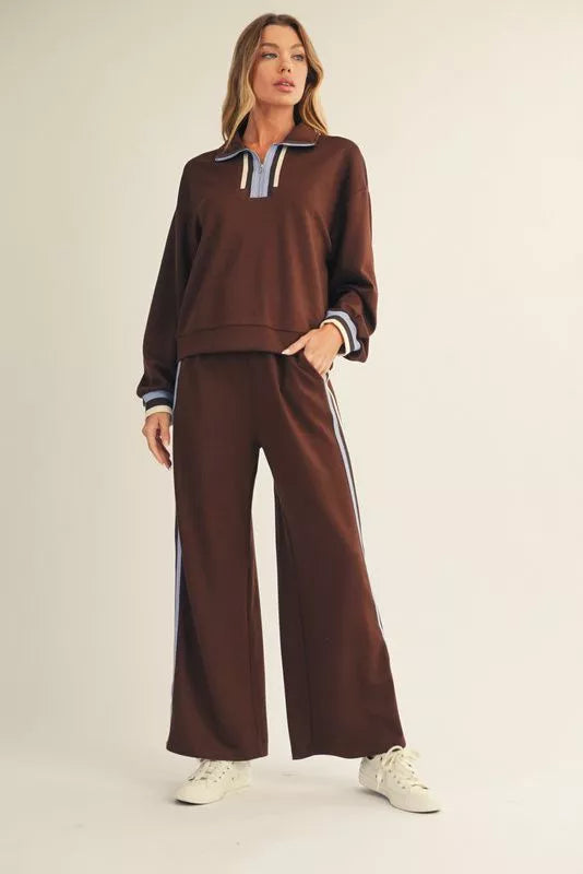 Brown Athleisure Pant Set