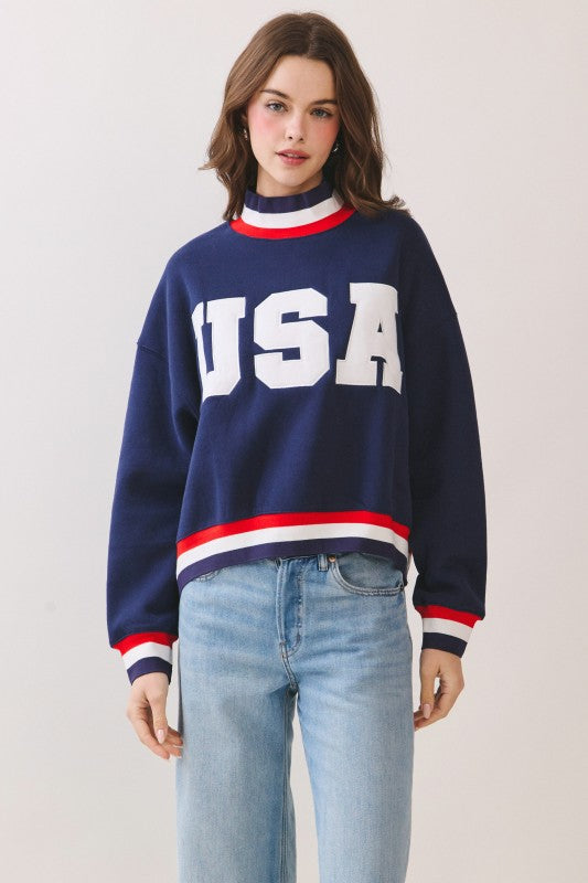 USA Navy Mock Neck Sweatshirt