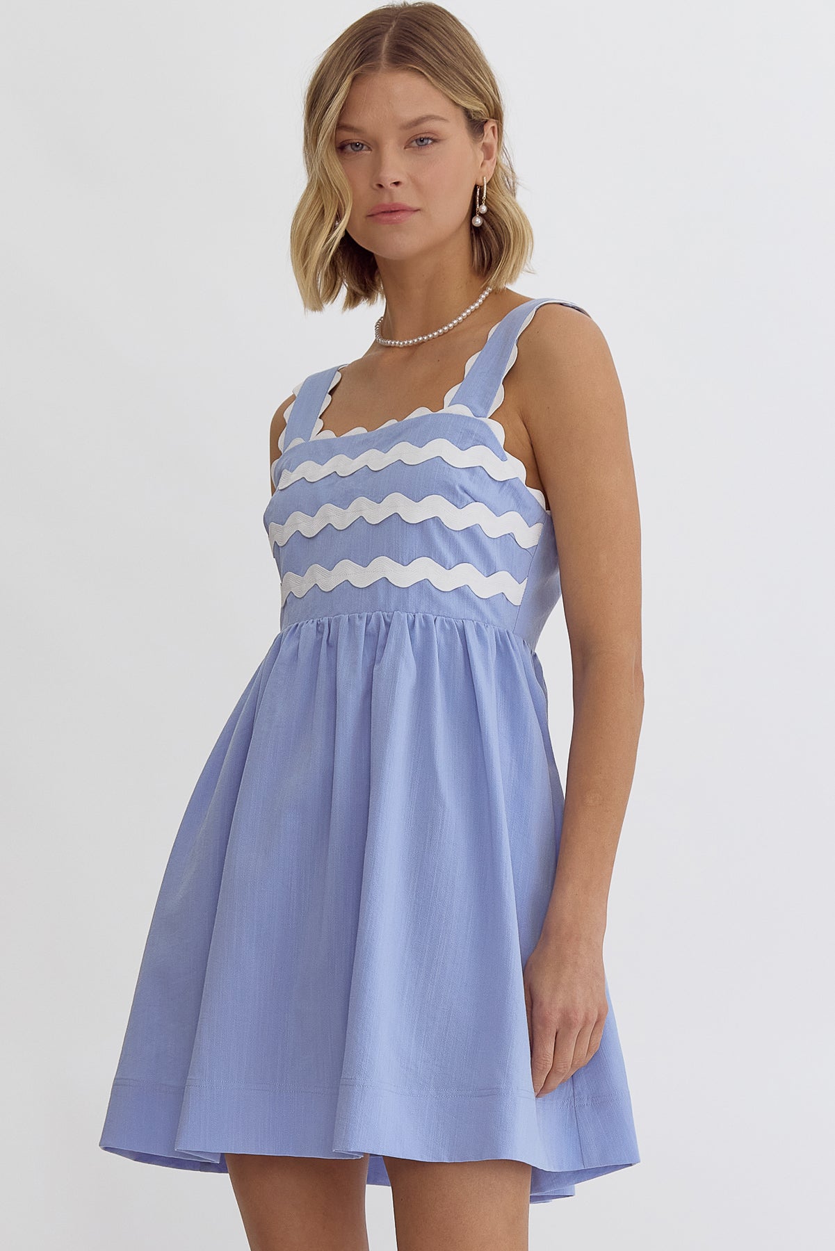 Blue Sleeveless Ric Rac Dress