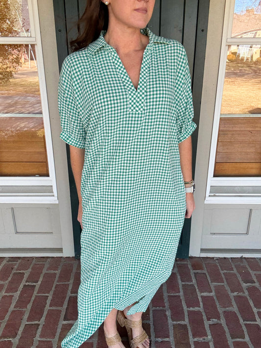 Green Gingham Midi