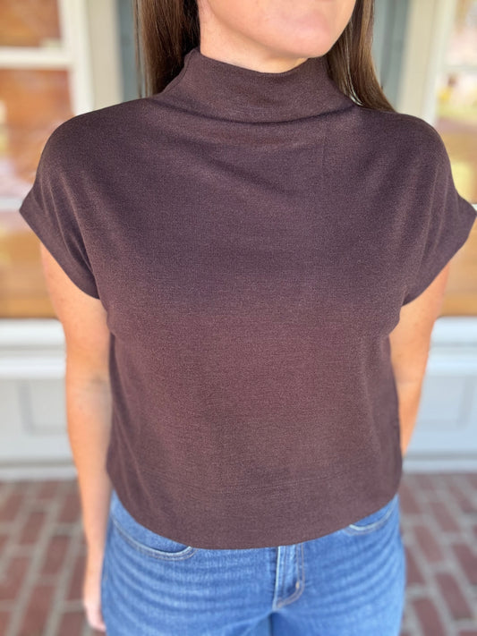 Chocolate Mock Neck Top