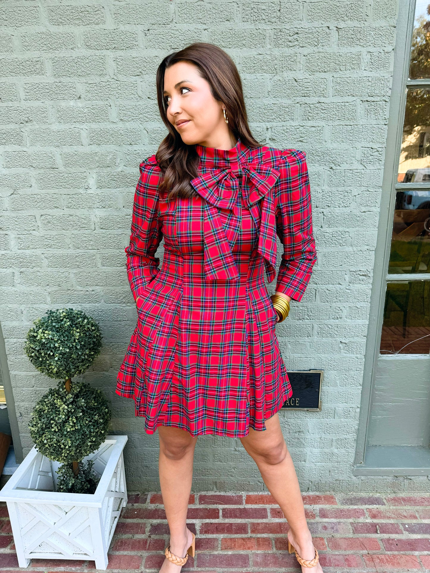 Red Plaid Bow Dress