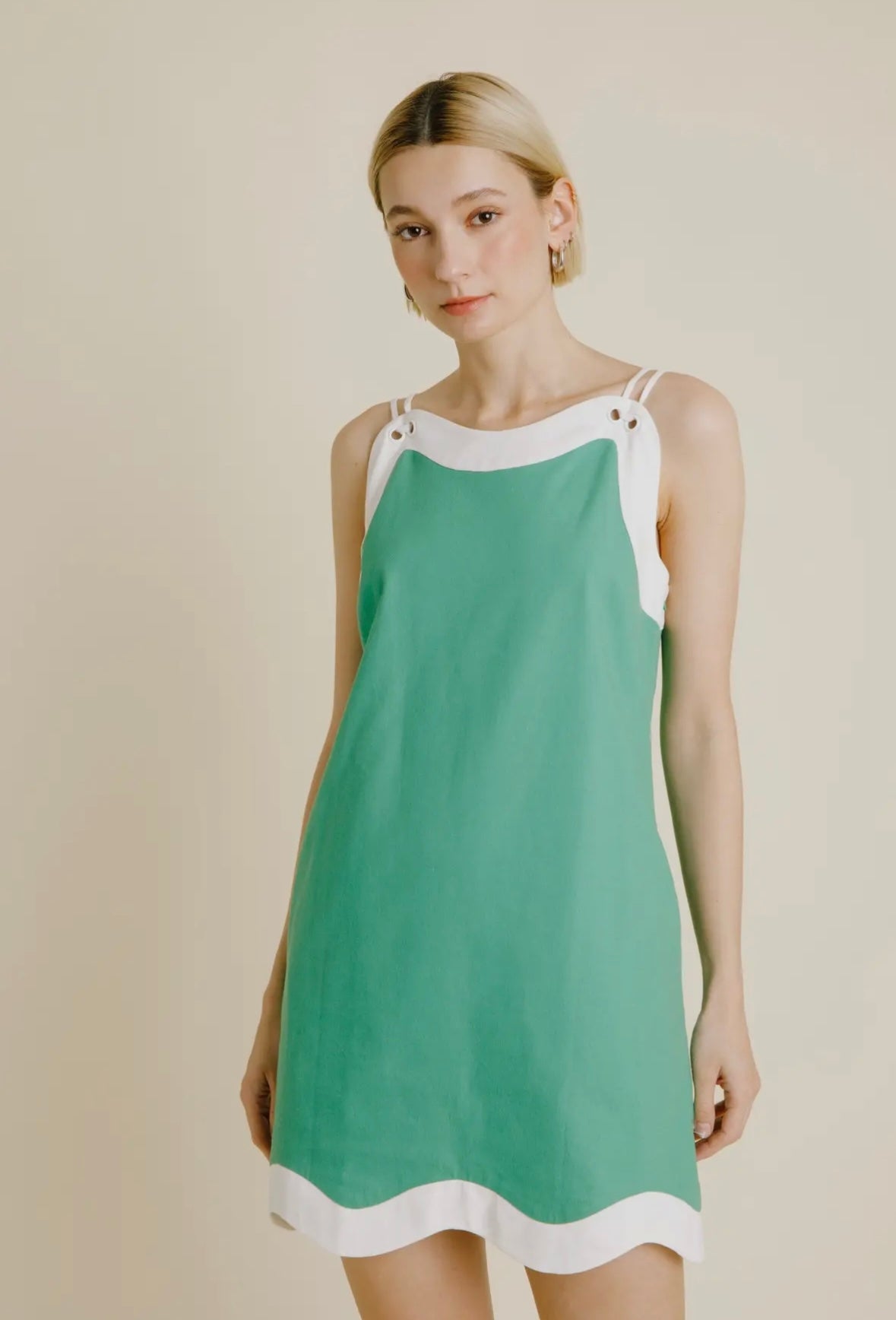 Green Wave Hem Dress