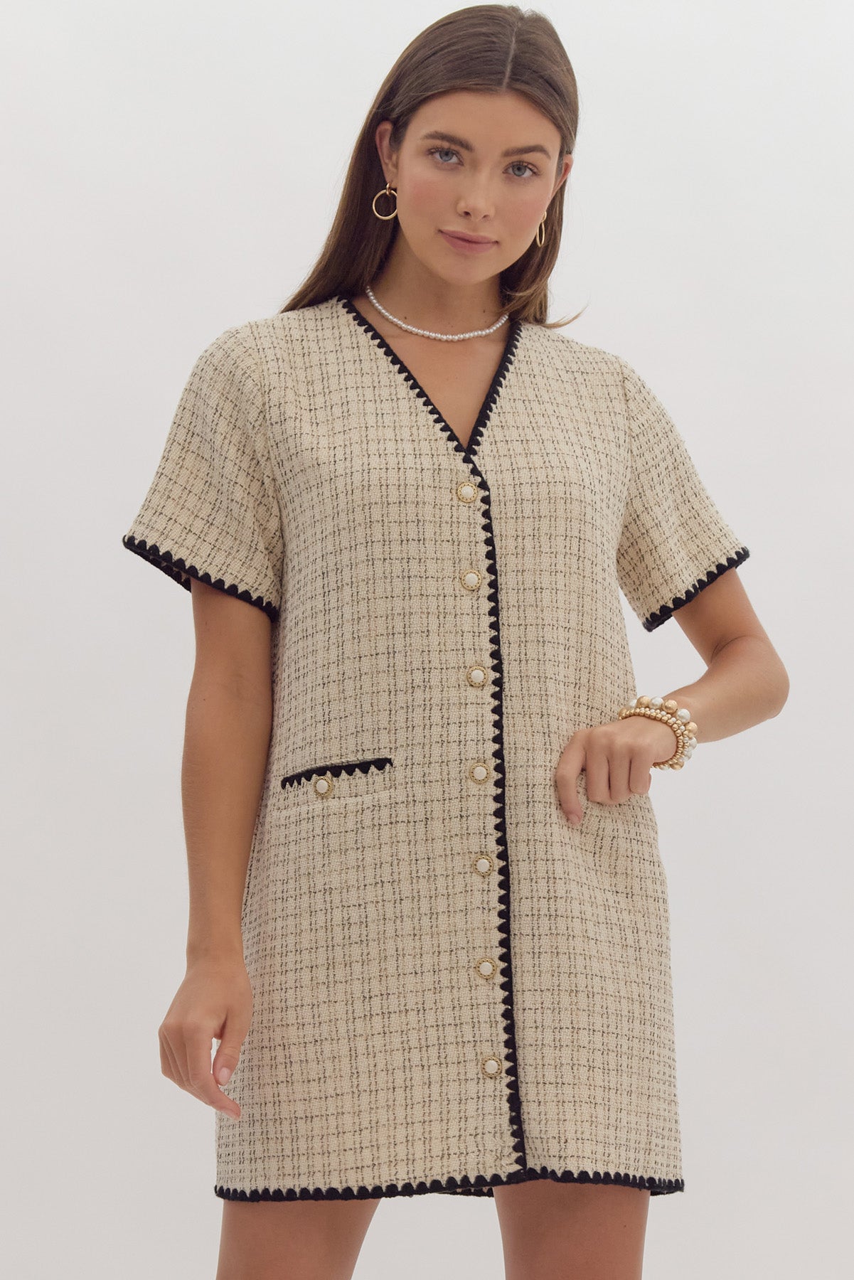 Cream Tweed Dress