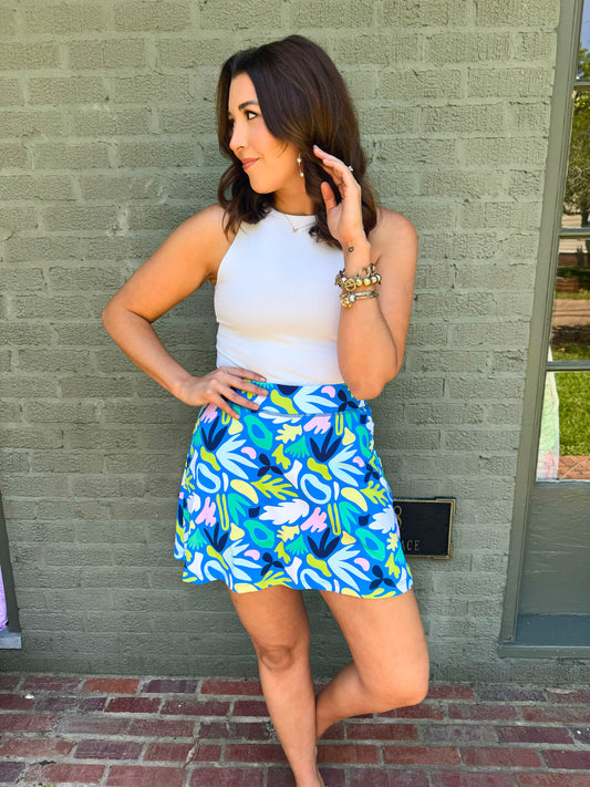 Charleston Coral Crazy Blue Skort