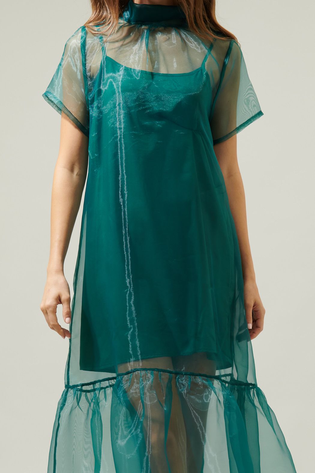 Emerald Organza Long Dress