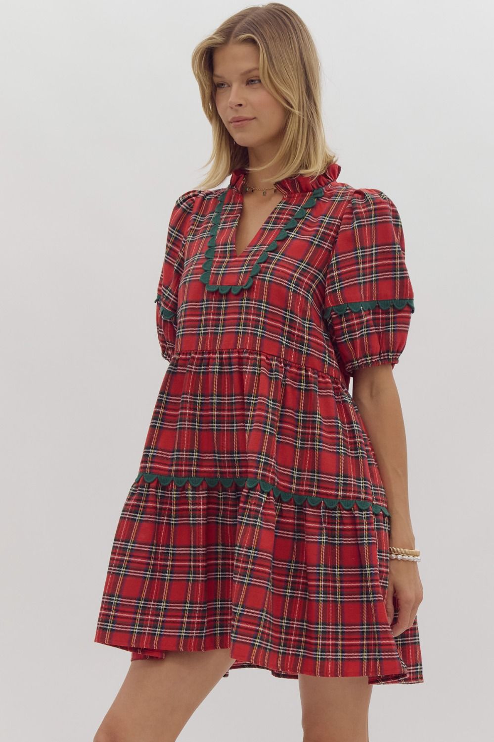 Red Tartan Ric Rac Dress