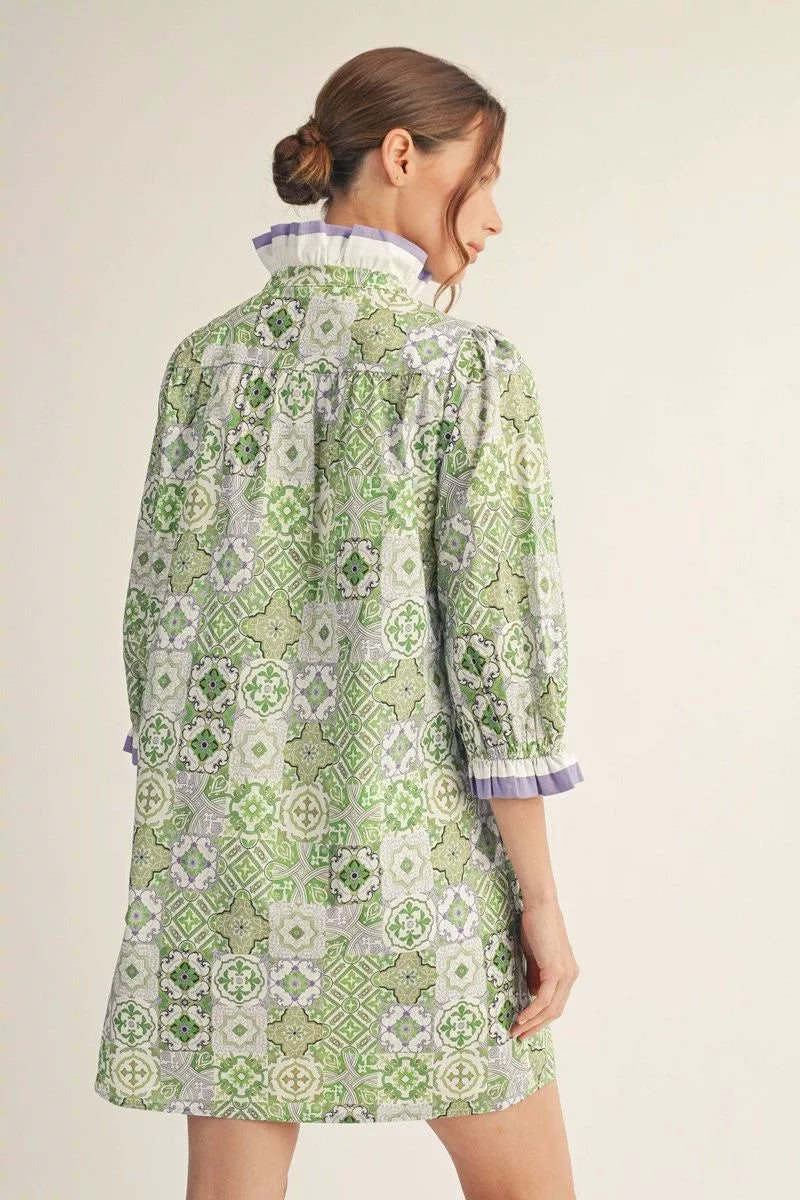 Kelly and Lavender Tile Dress