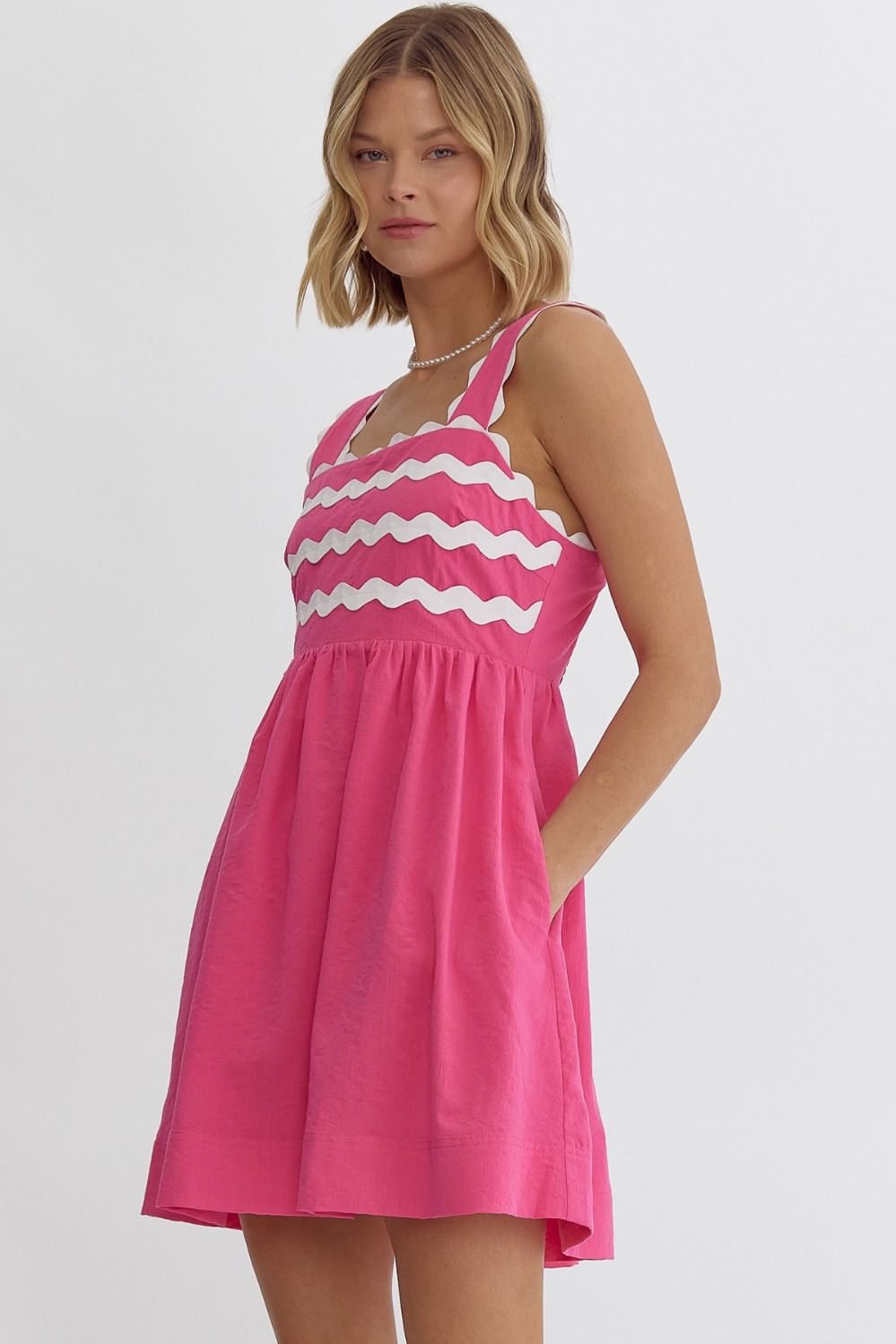 Fuchsia Sleeveless Ric Rac Dress