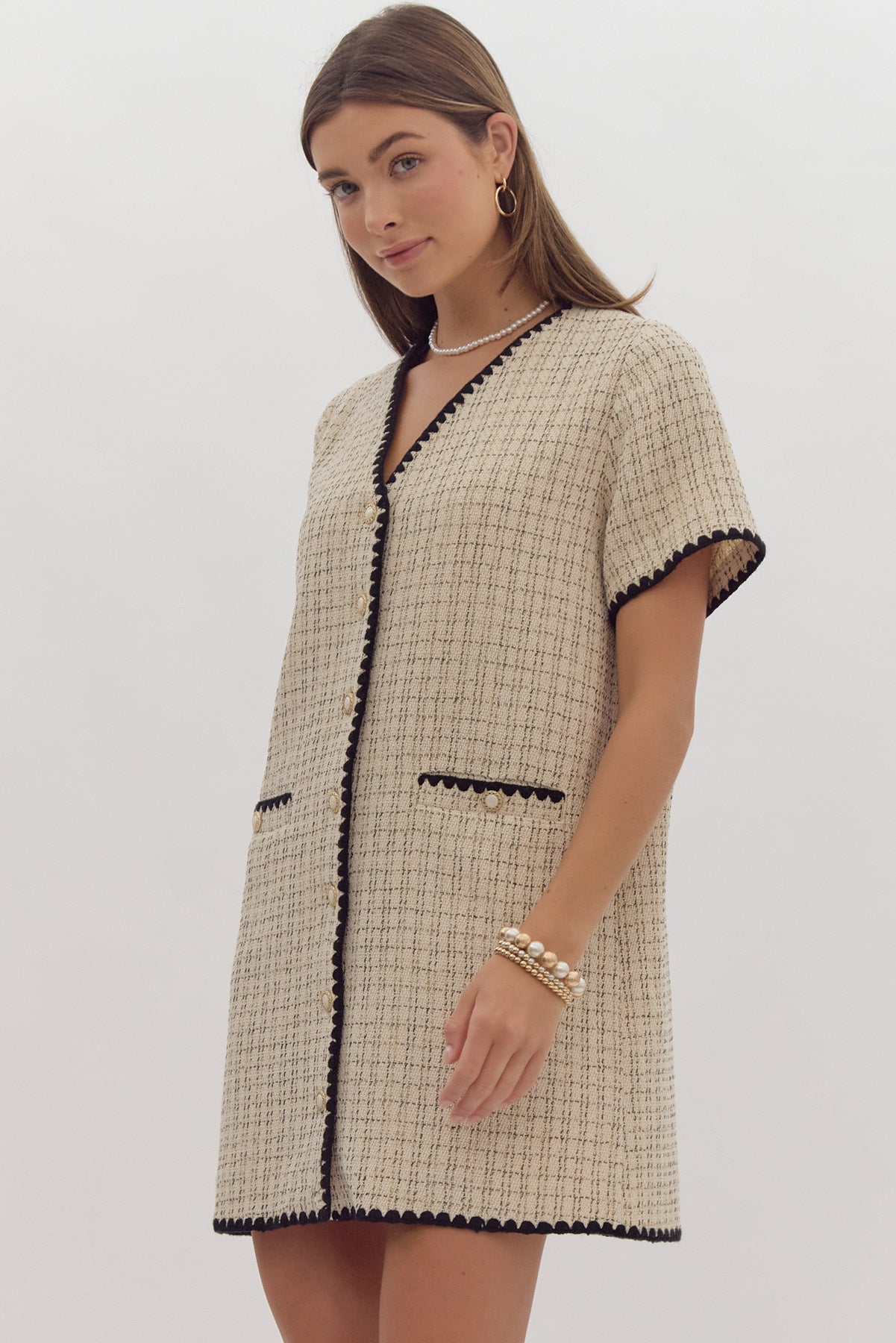 Cream Tweed Dress