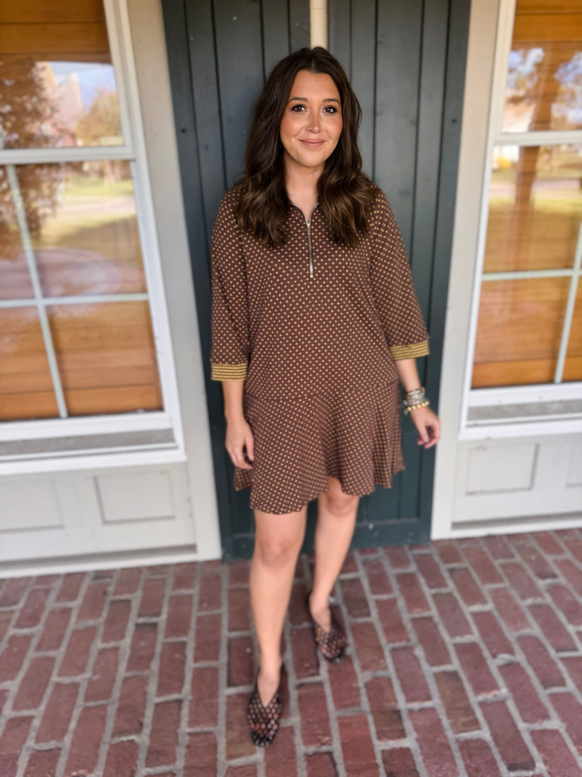 Brown Polka Dot Athleisure Dress