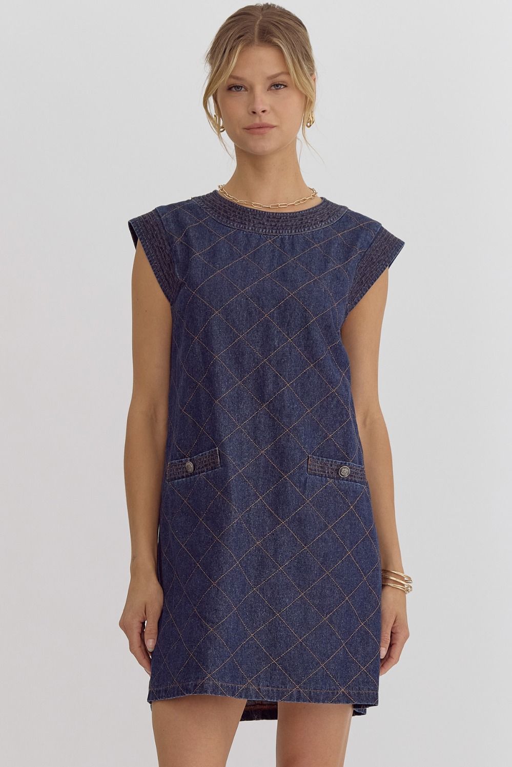 Dark Denim Quilted Dress