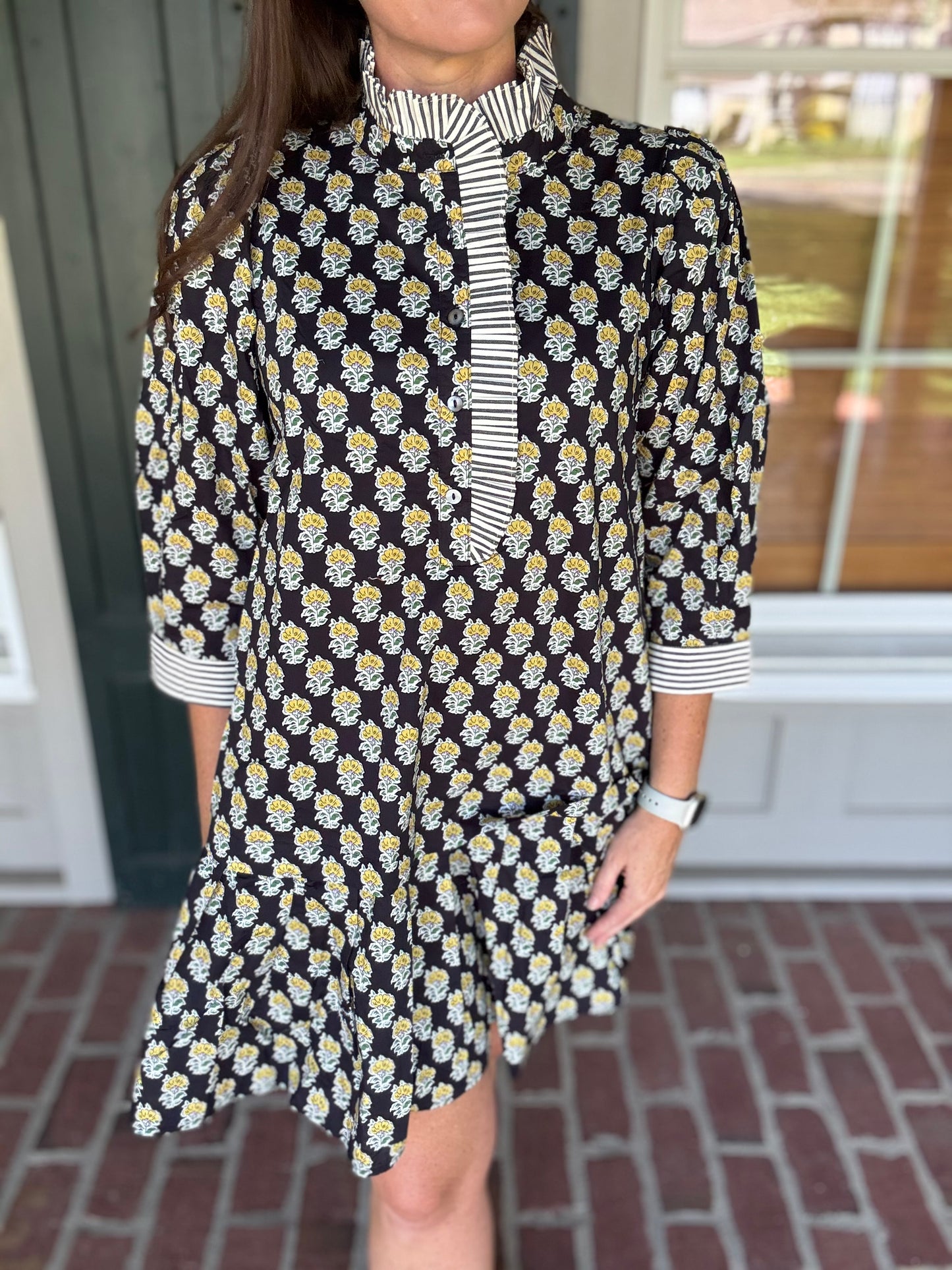 Navy Block Print Dress