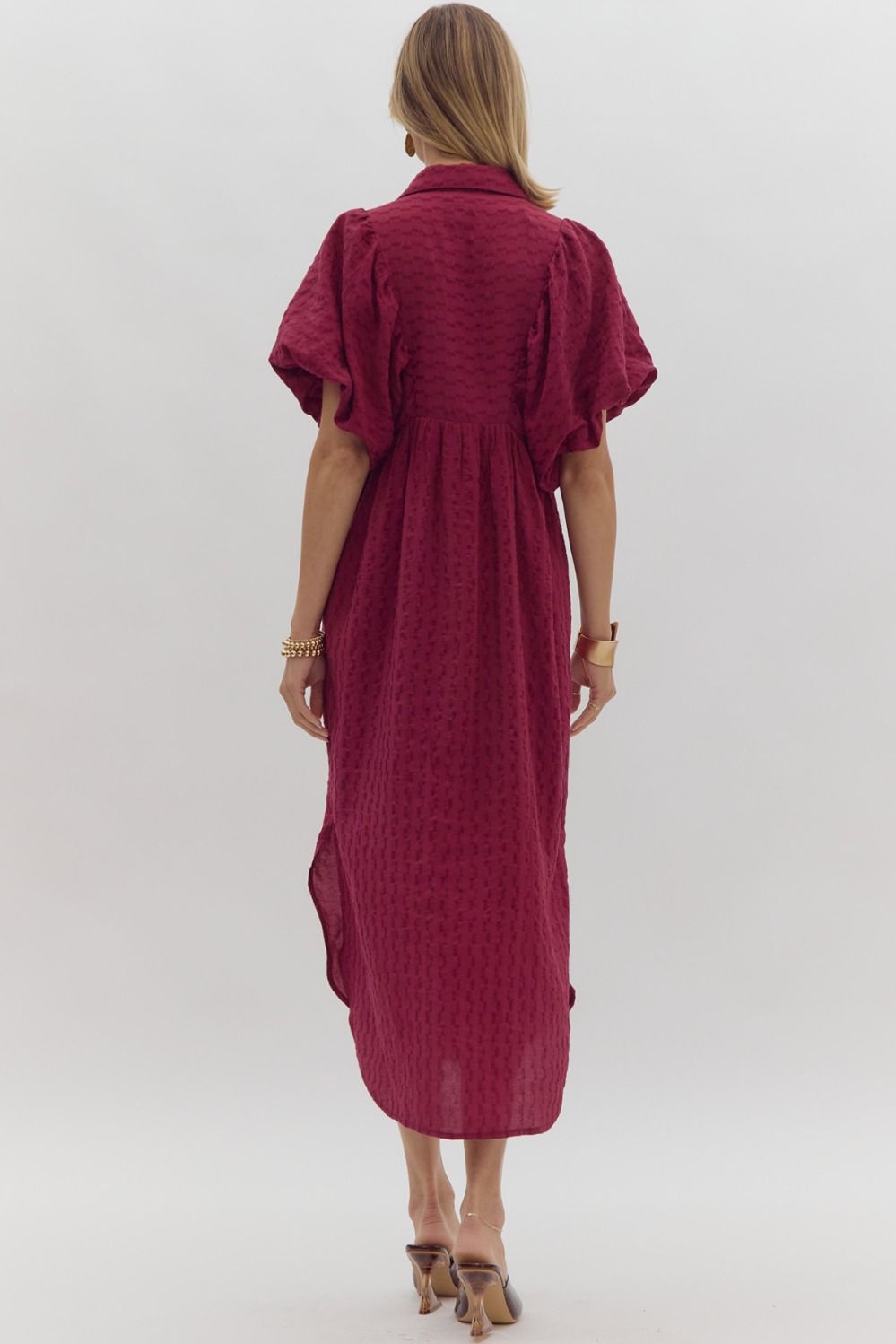 Plum Smocked Detail Midi Dress