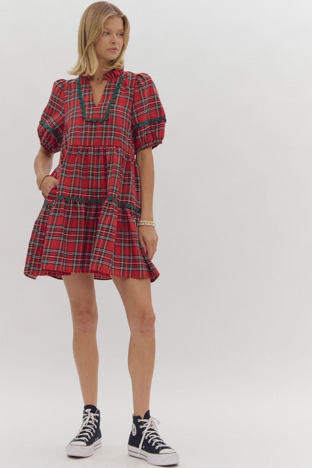 Red Tartan Ric Rac Dress