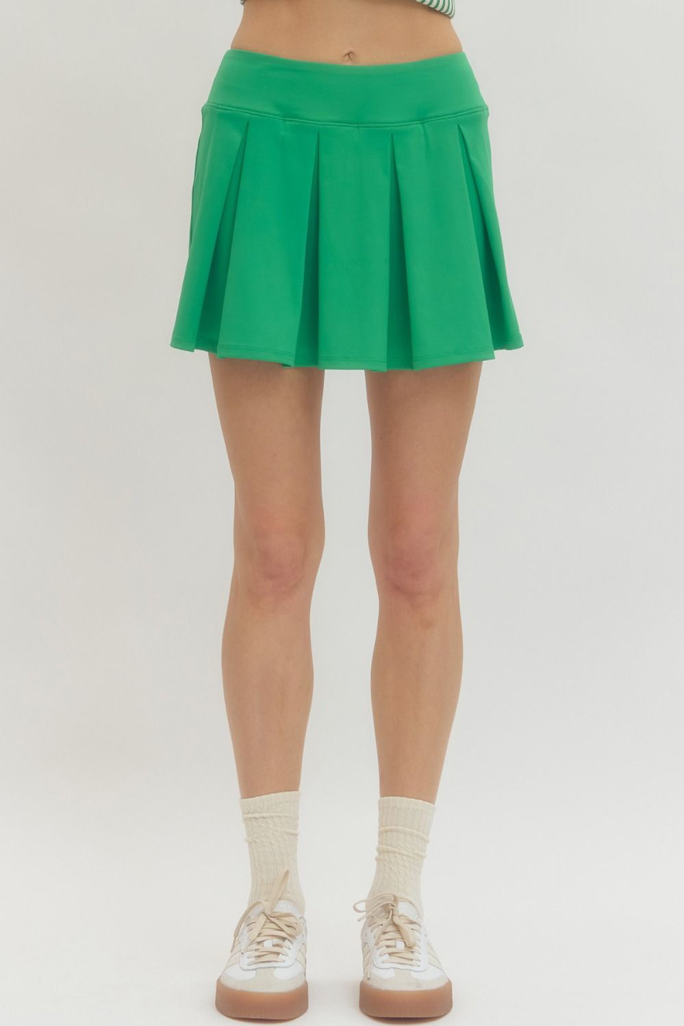 Green Pleated Skort