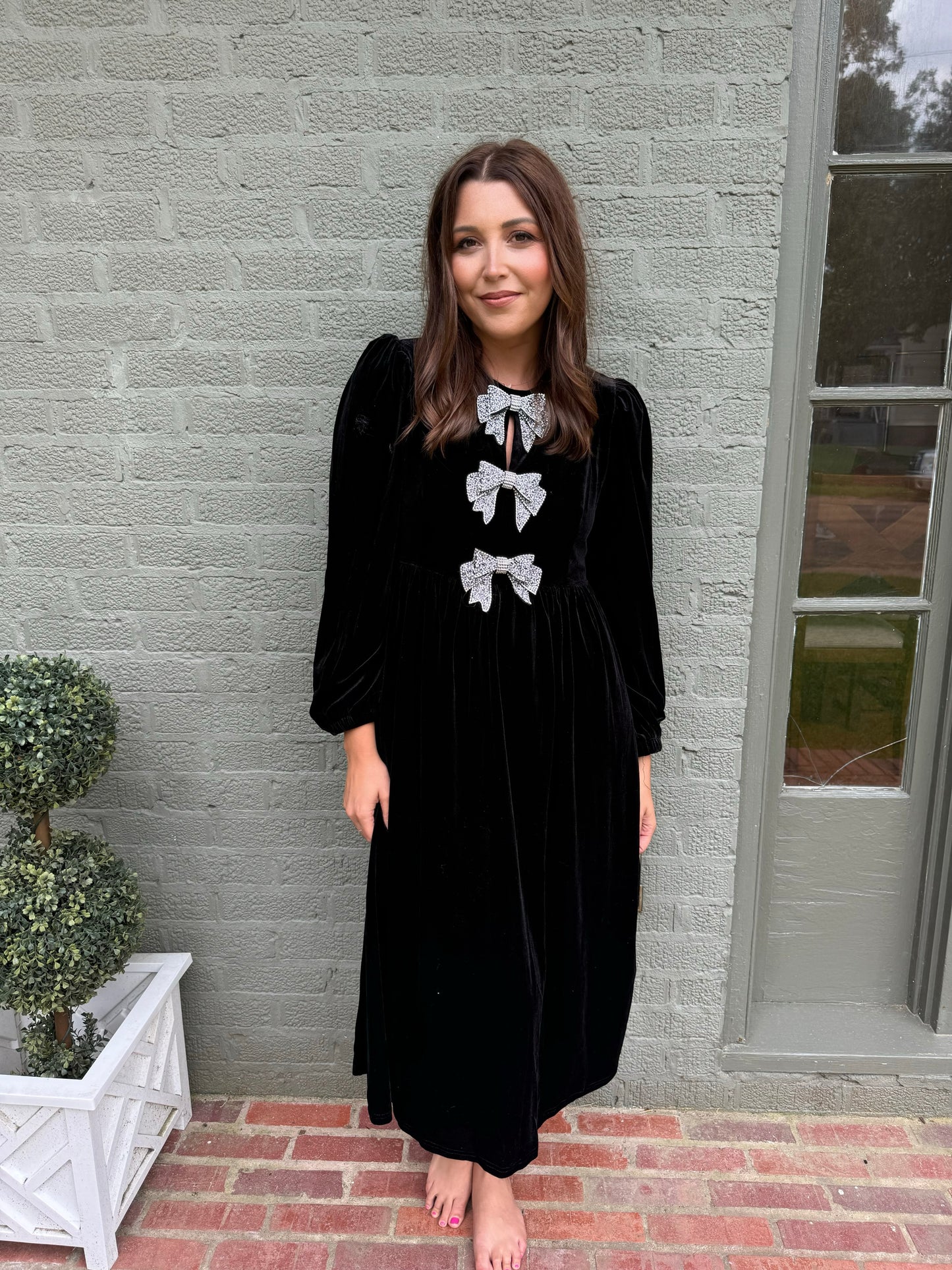 Bow Velvet Midi