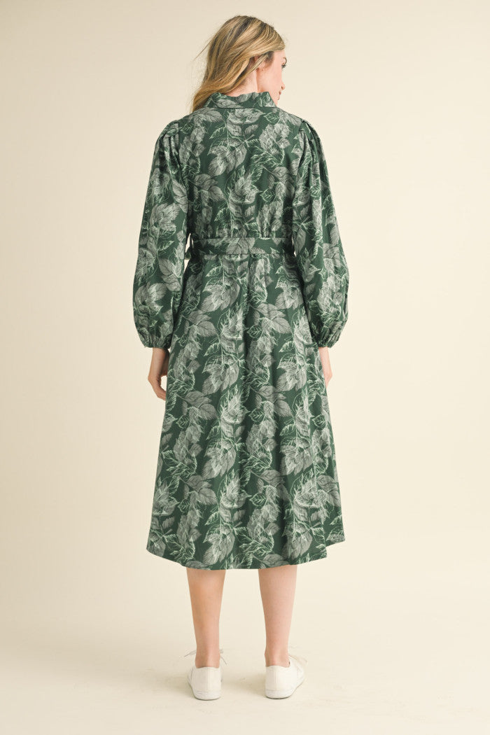 Dark Hunter Green Bubble Hem Midi Shirt Dress