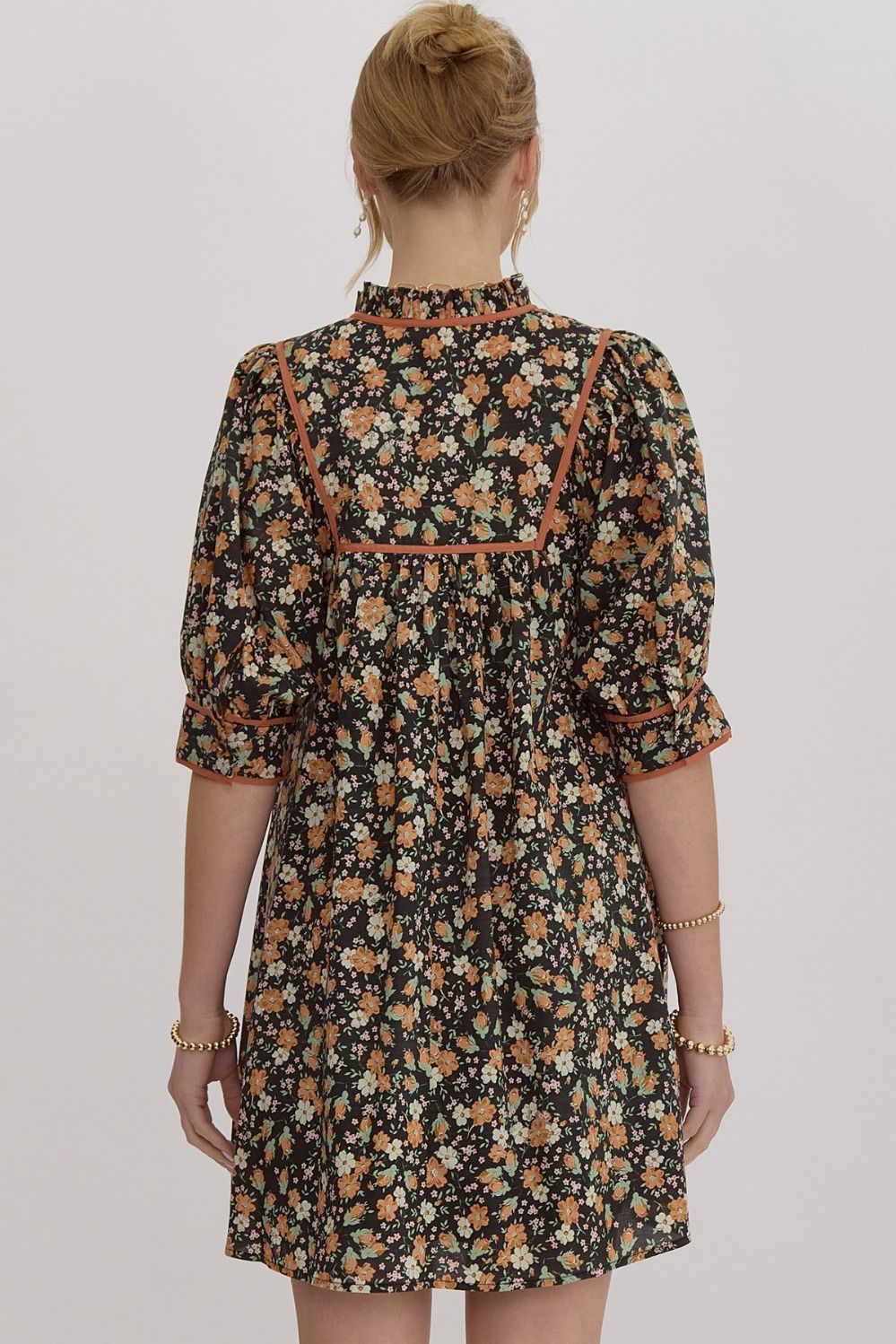 Black Ditsy Floral Dress