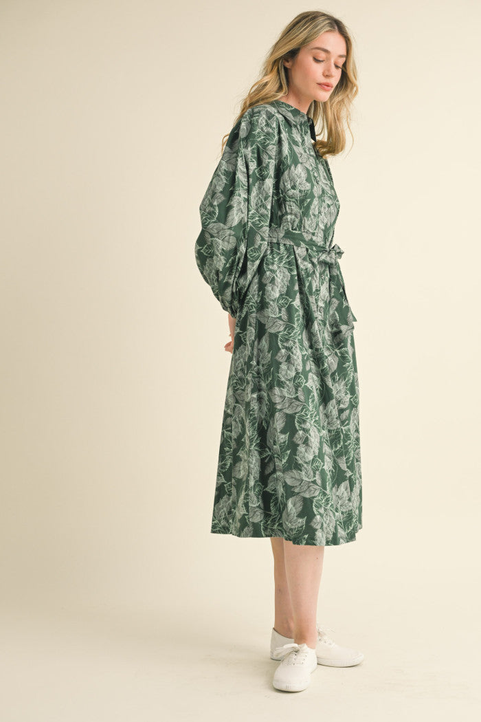 Dark Hunter Green Bubble Hem Midi Shirt Dress