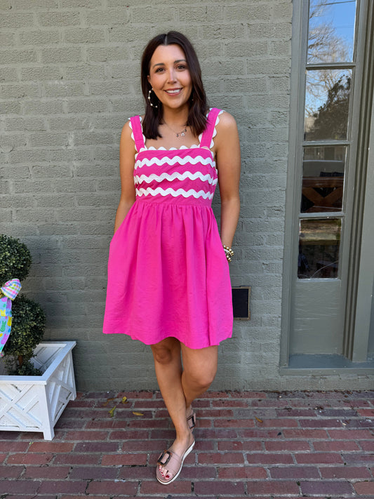 Fuchsia Sleeveless Ric Rac Dress