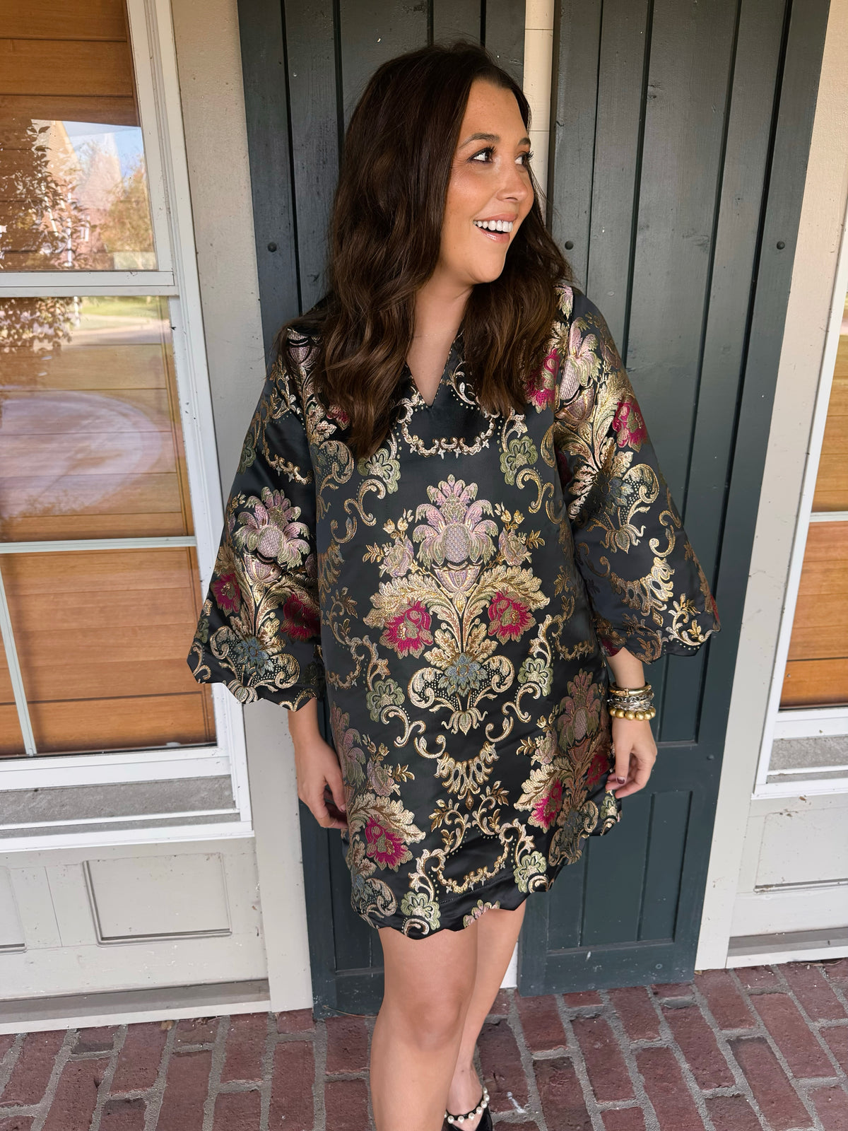 Black Multi Jacquard Dress