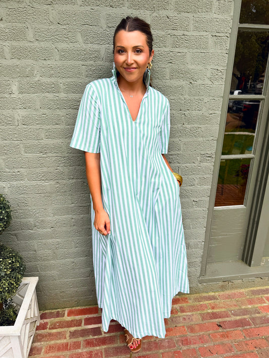 Audrey Green Pop Stripe Dress