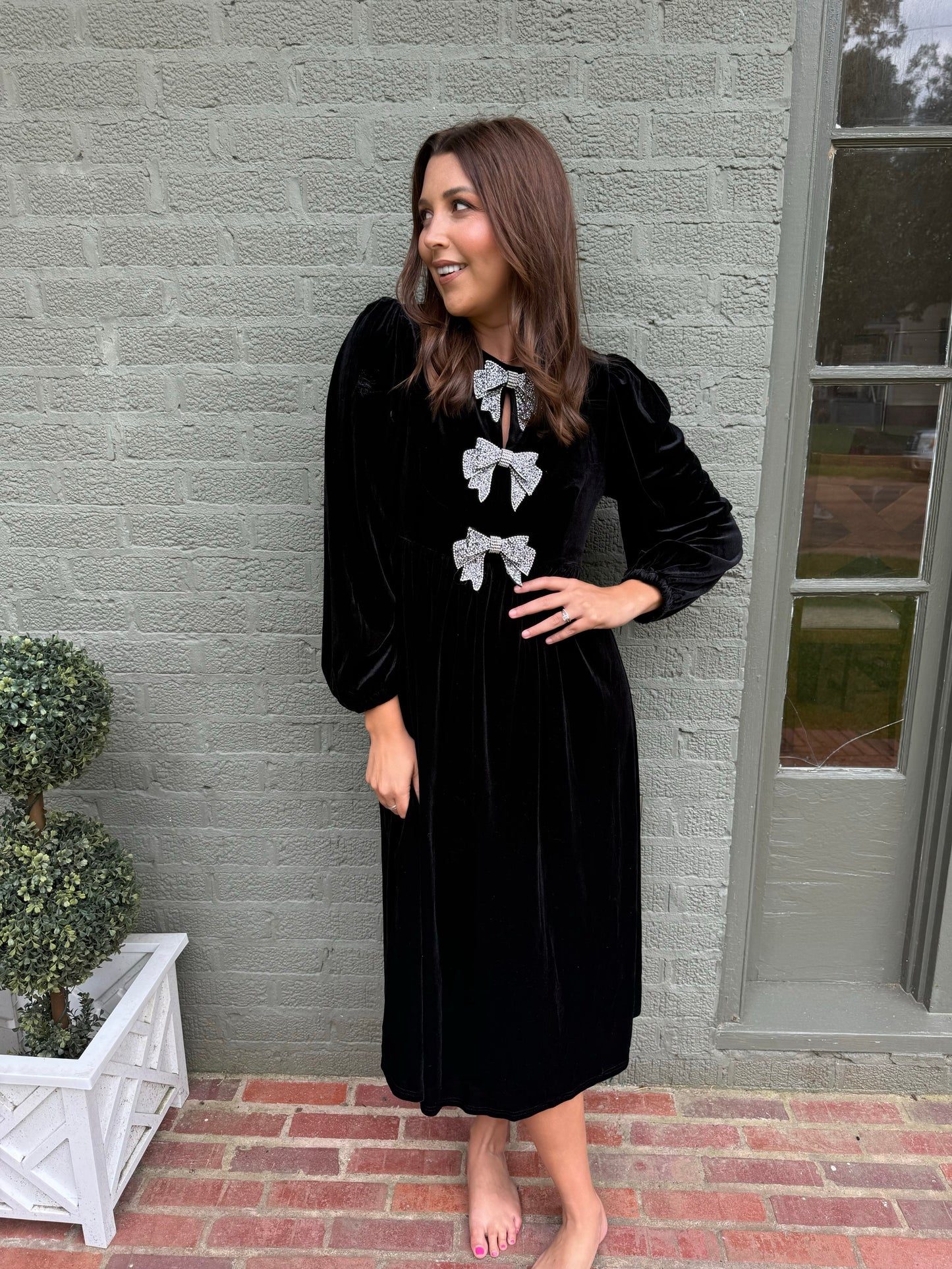 Bow Velvet Midi