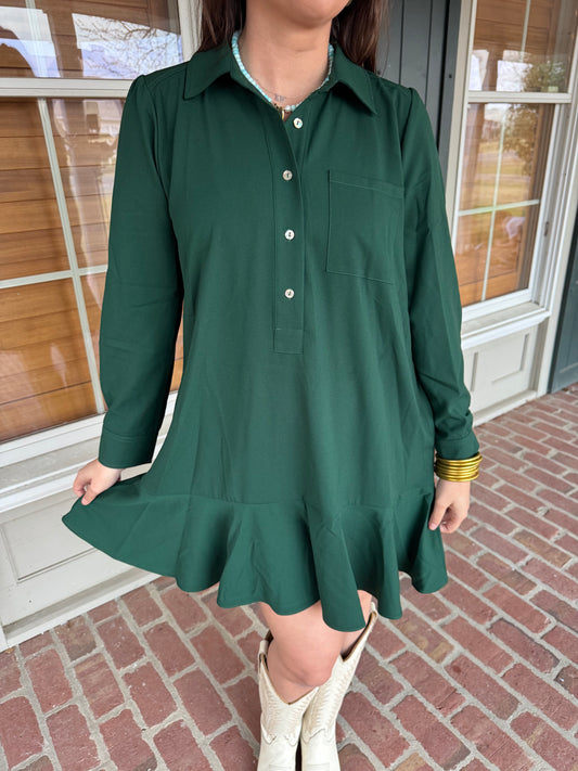Hunter Green Inspired Shirt Dress