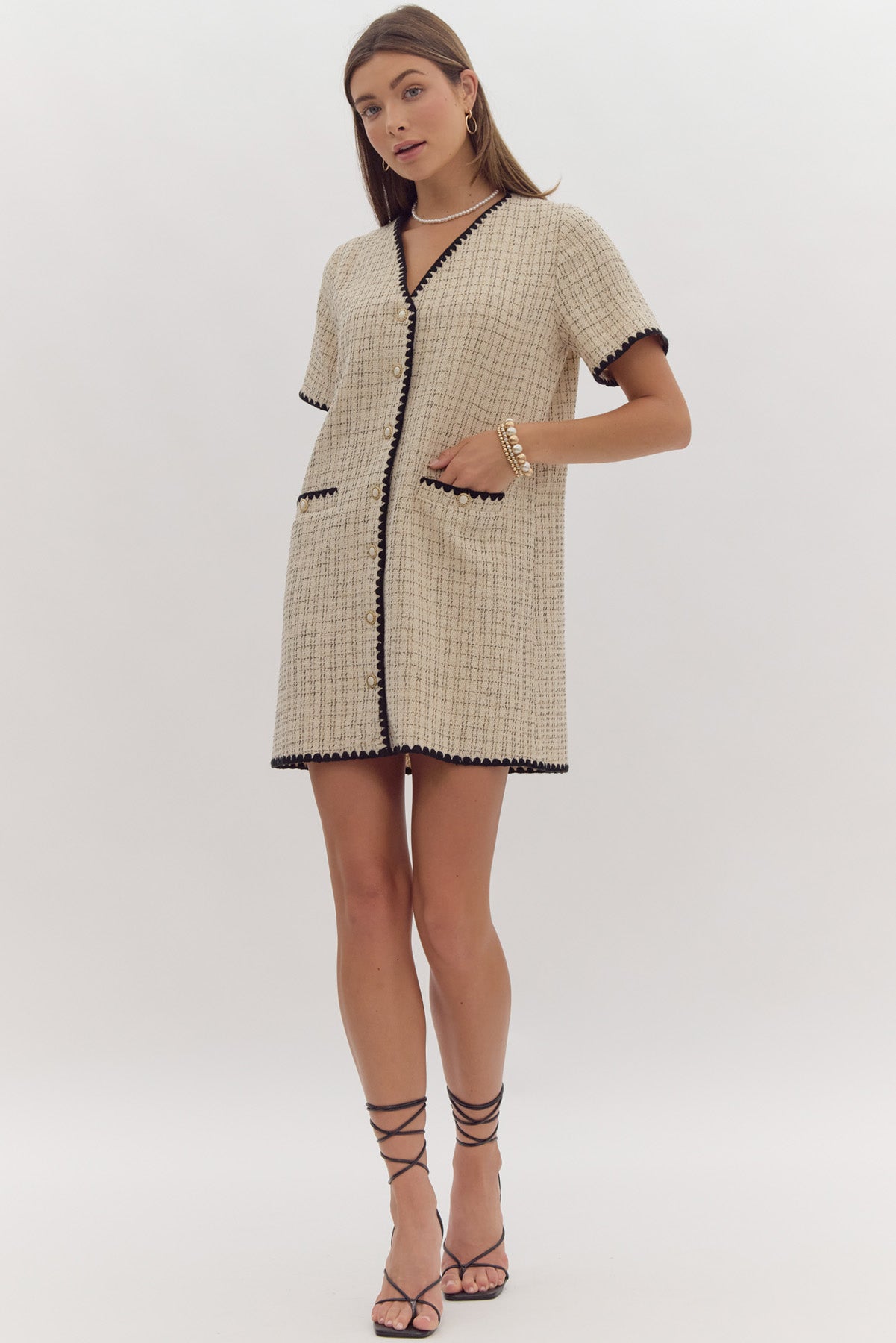 Cream Tweed Dress