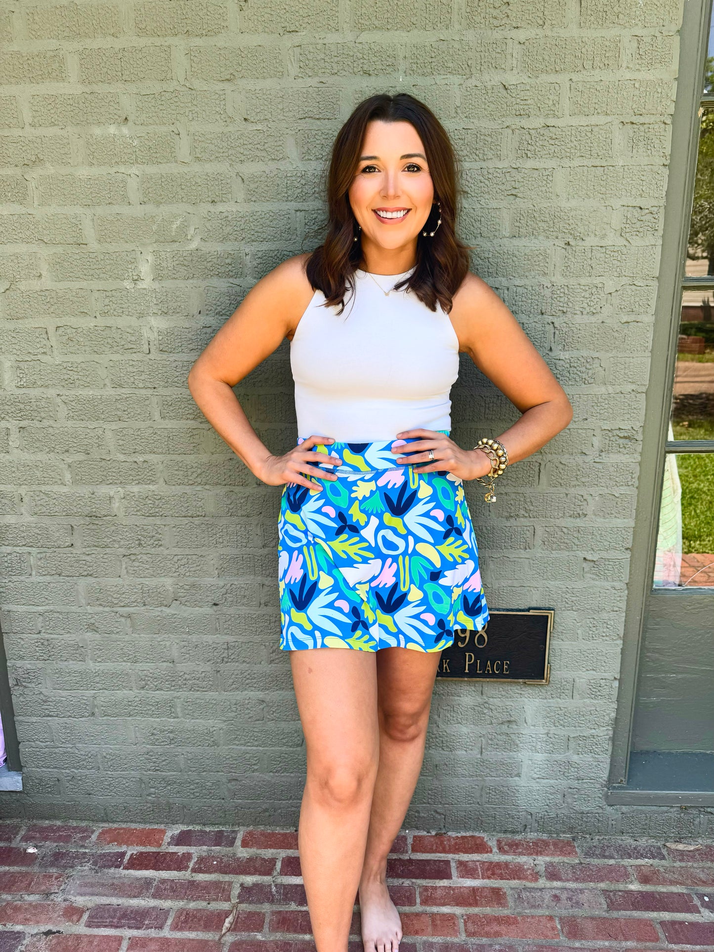 Charleston Coral Crazy Blue Skort