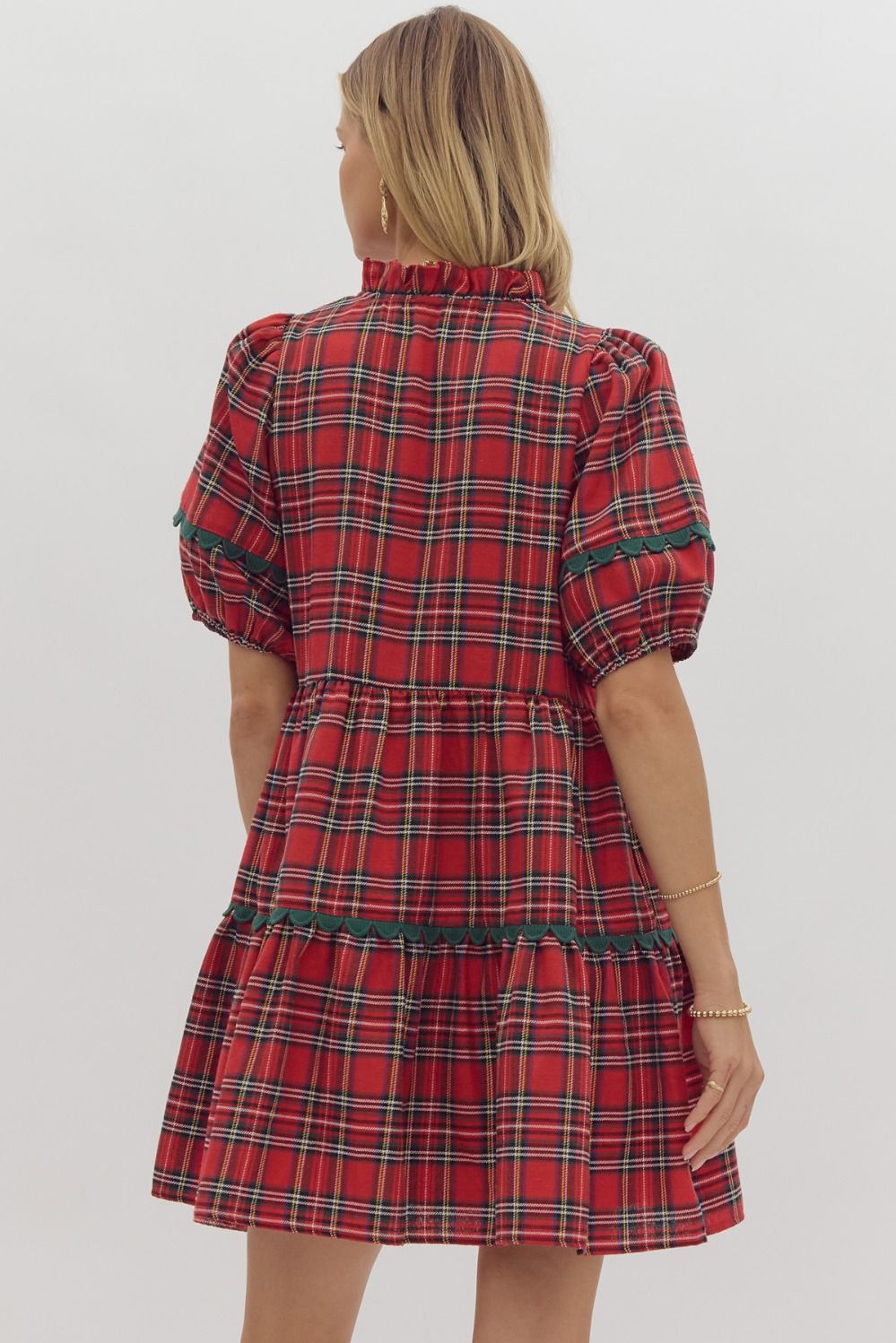 Red Tartan Ric Rac Dress