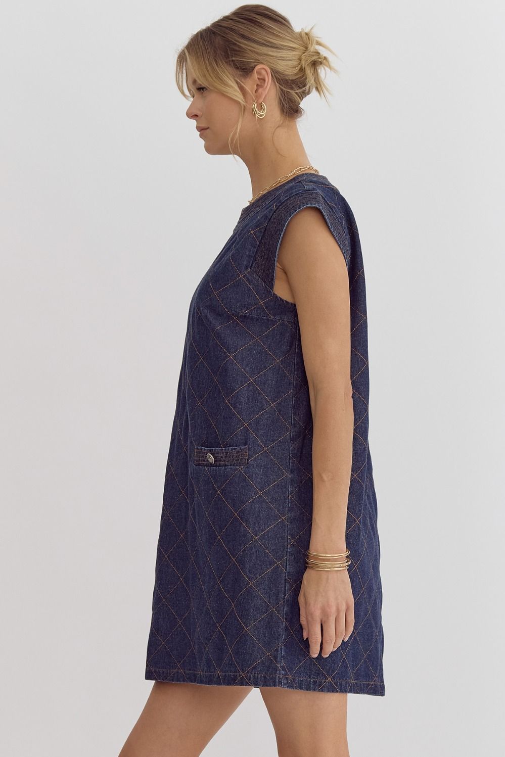 Dark Denim Quilted Dress