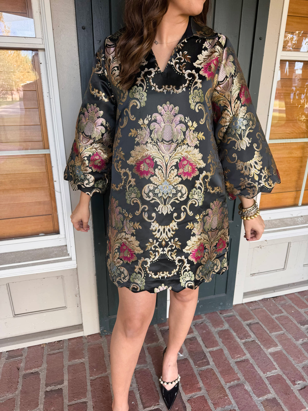 Black Multi Jacquard Dress