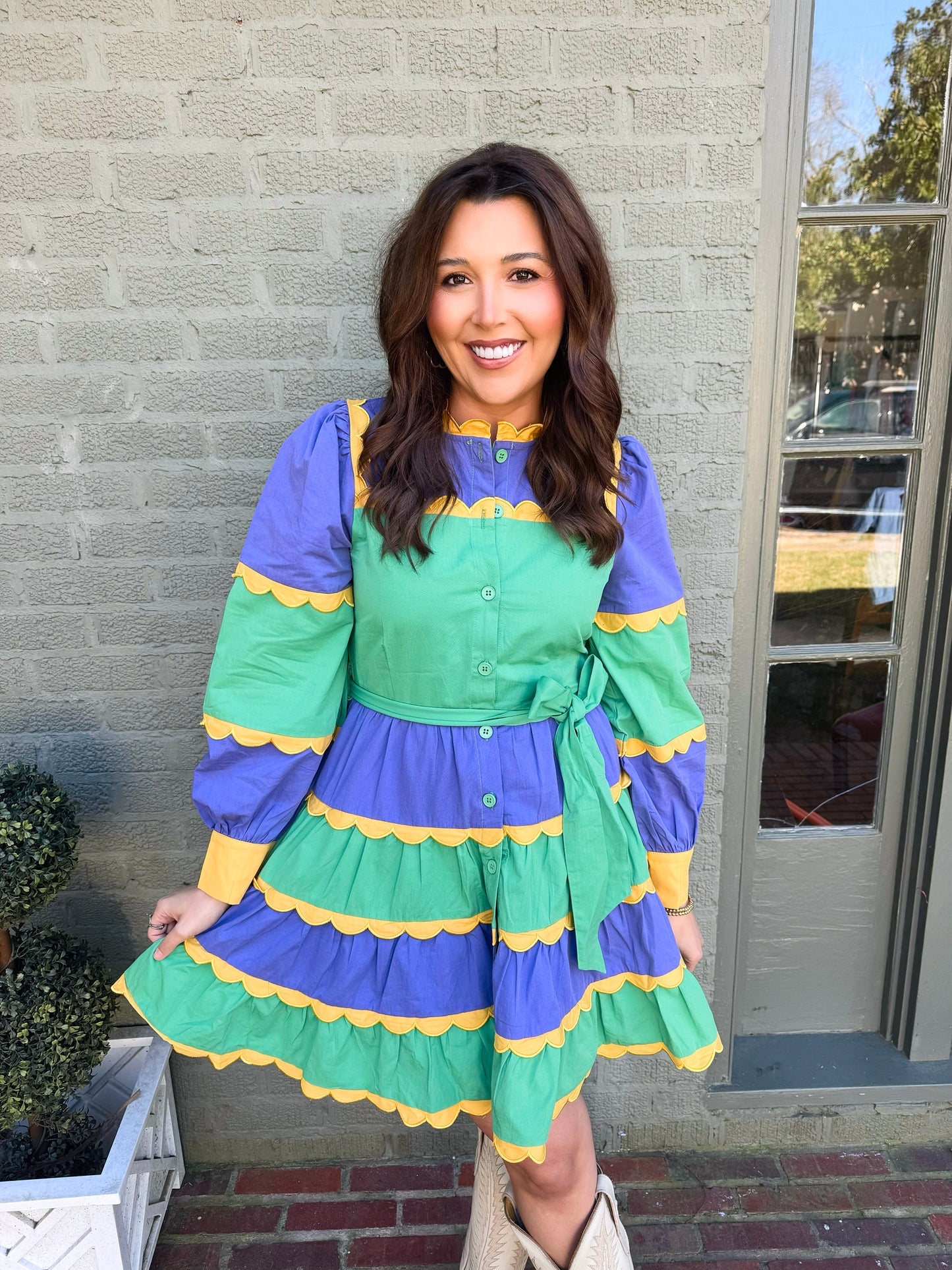 Mardi Gras Ric Rac Ruffle Dress