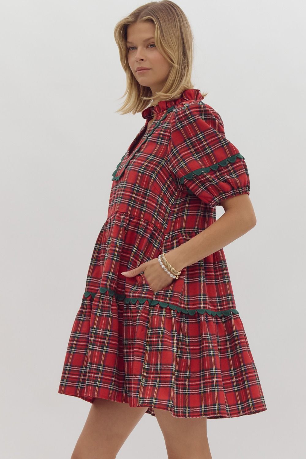 Red Tartan Ric Rac Dress