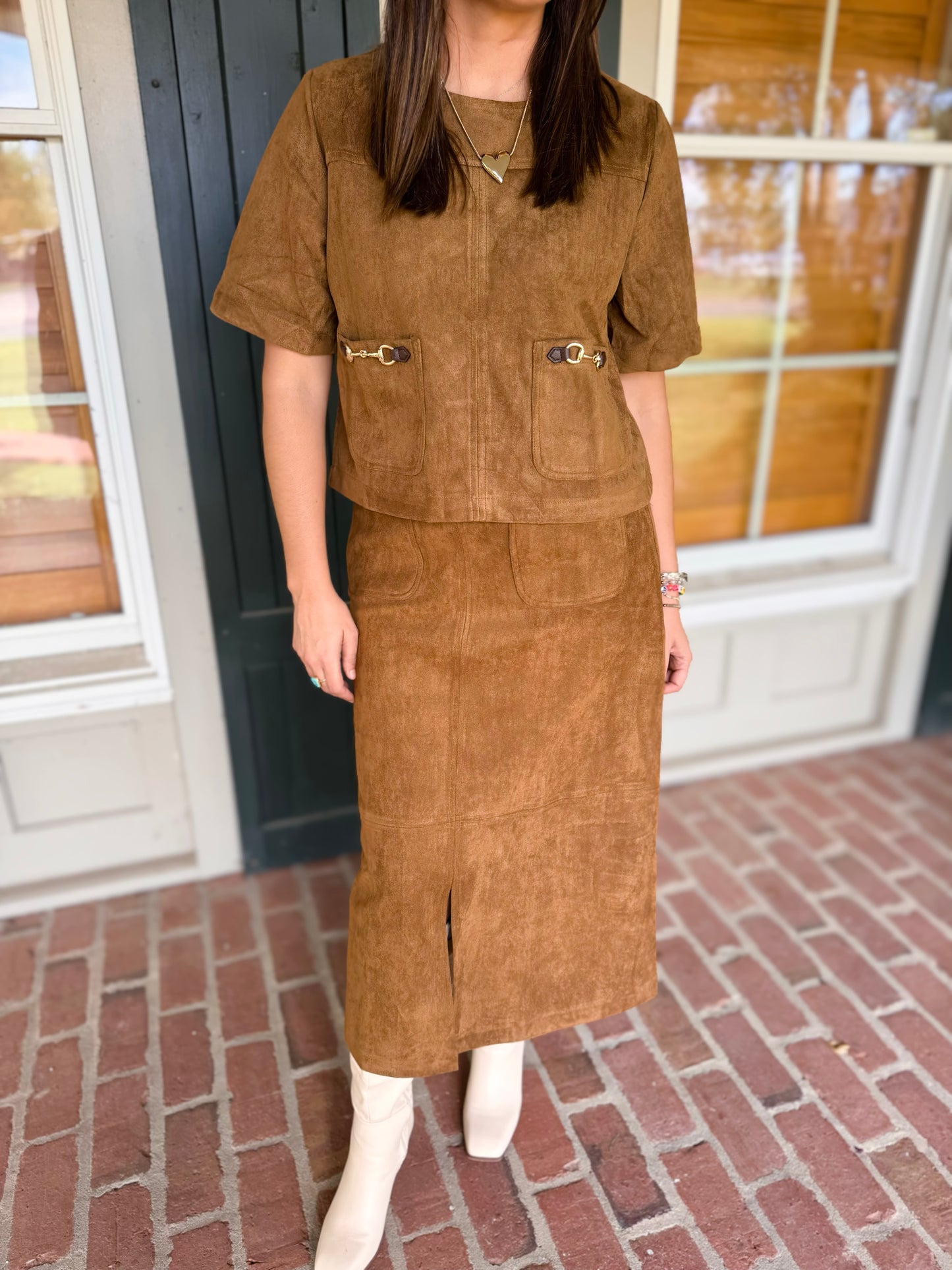 Brown Suede Horsebit  Top