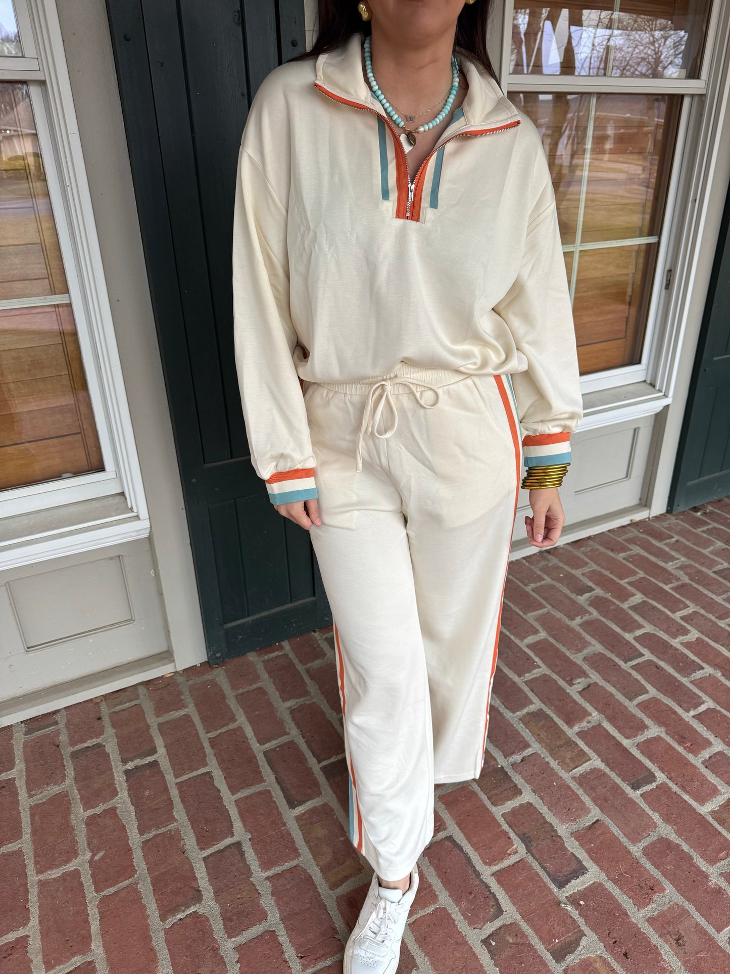 Cream Athleisure Pant Set
