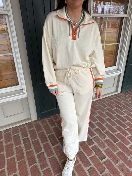 Cream Athleisure Pant Set