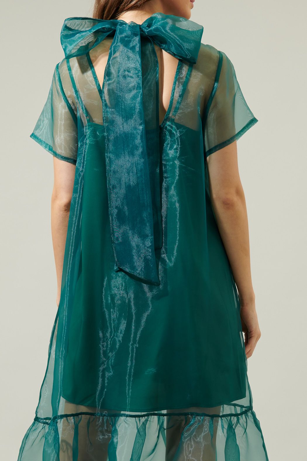 Emerald Organza Long Dress