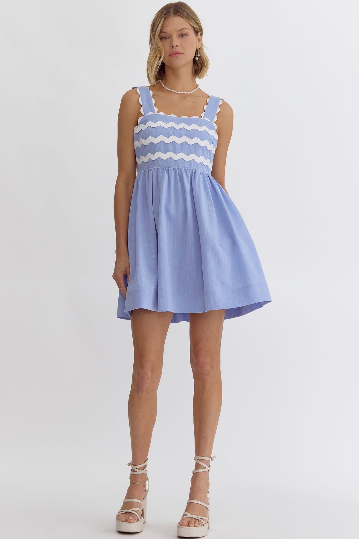 Blue Sleeveless Ric Rac Dress