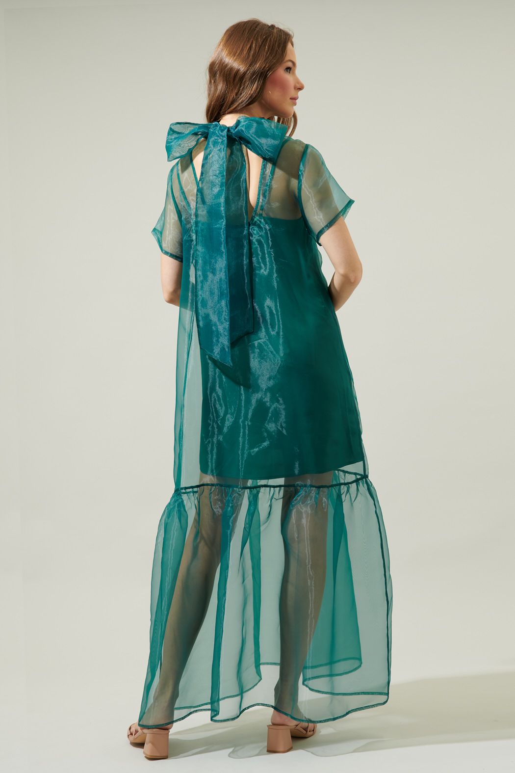 Emerald Organza Long Dress