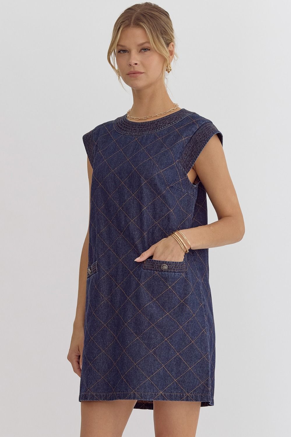 Dark Denim Quilted Dress