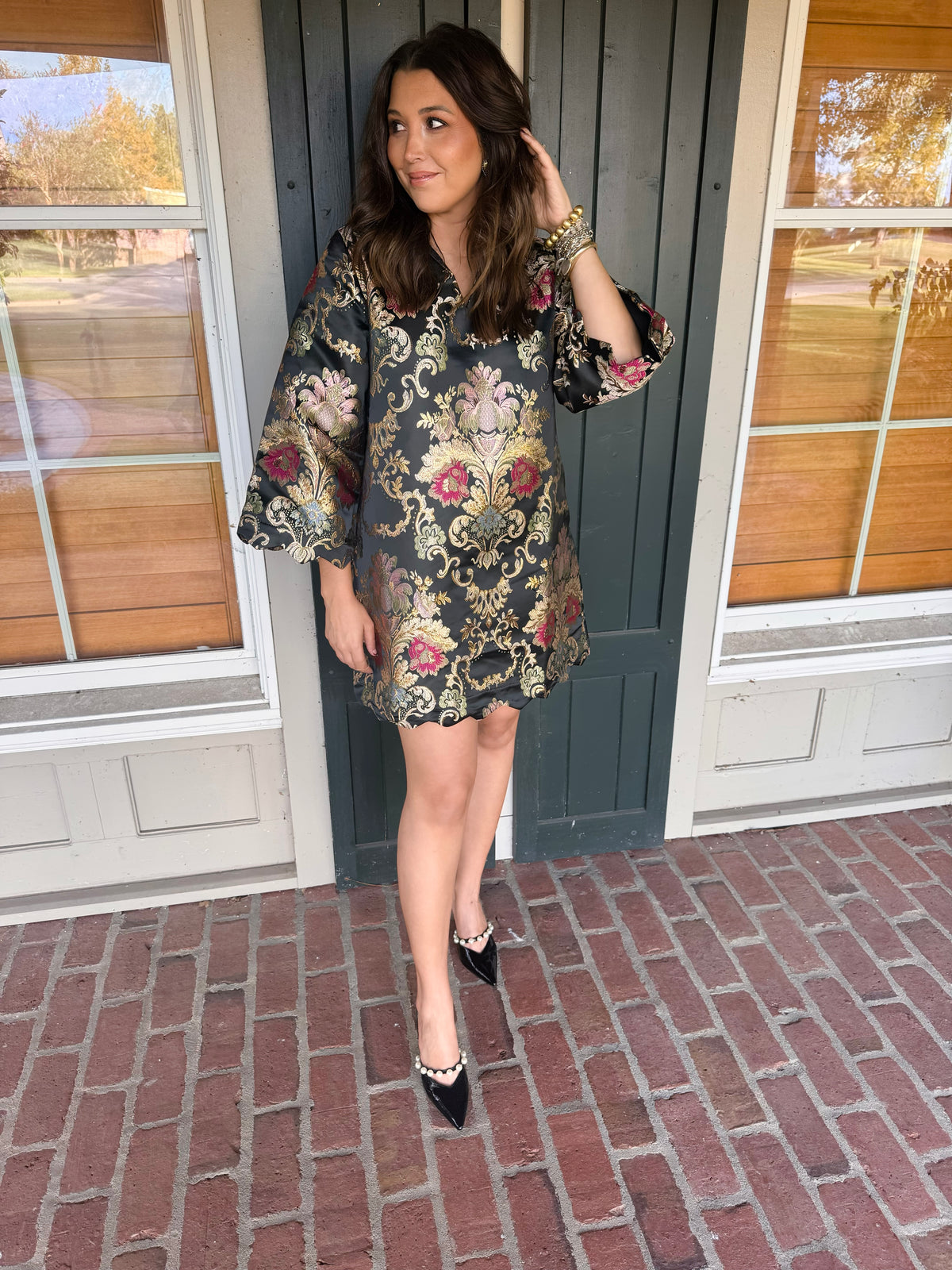Black Multi Jacquard Dress