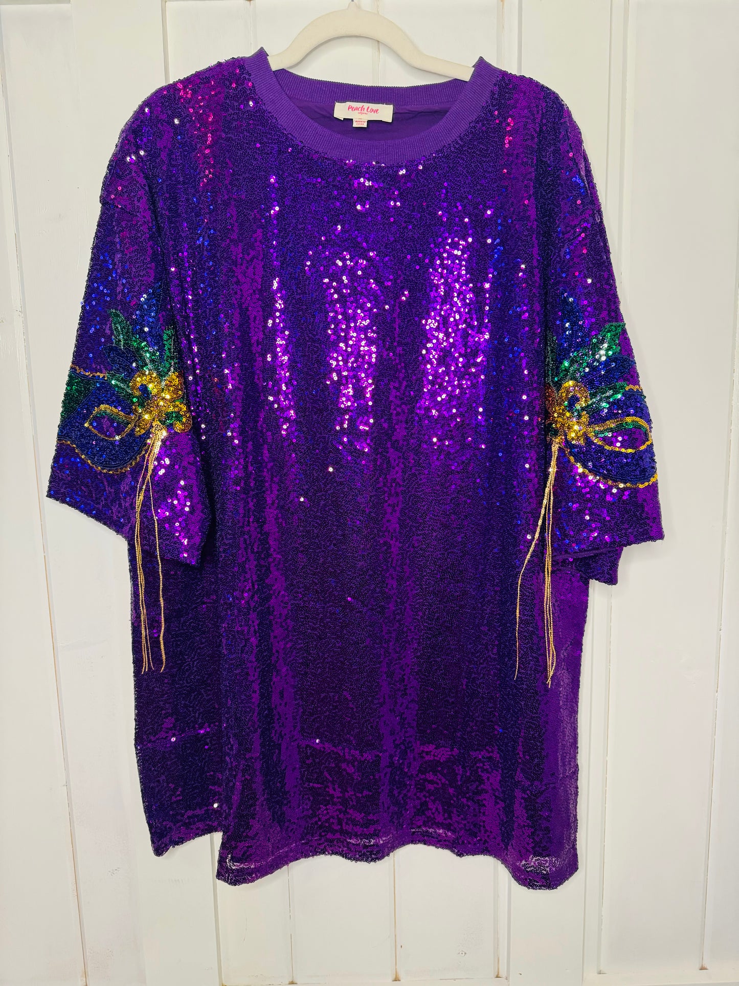 Mardi Gras Mask Sequin Shirt Dress