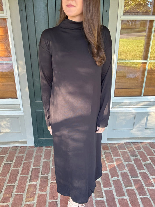 Black Mock Neck Midi